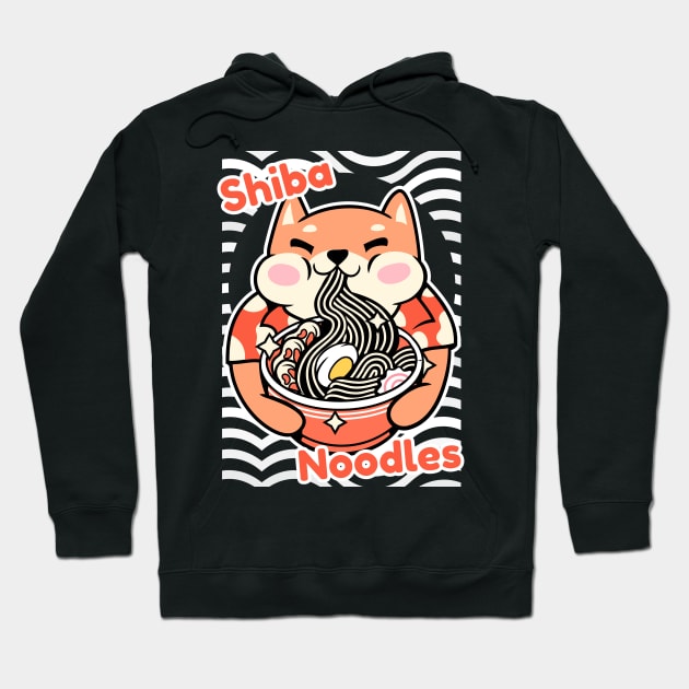 Shiba Noodles With a Ramen Theme for Dog Lover Hoodie by All About Midnight Co